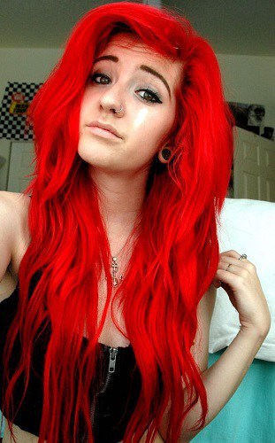 Funky Red Splat Hair Color Ideas for Girls