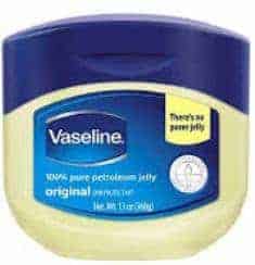 Vaseline and sugar ideal for lip scrub