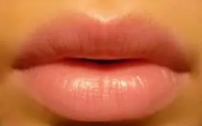 Lips after exfoliation with sugar 
