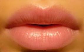 Lips after exfoliation with sugar 